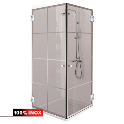 Shower enclosure with hinged door #Bronze