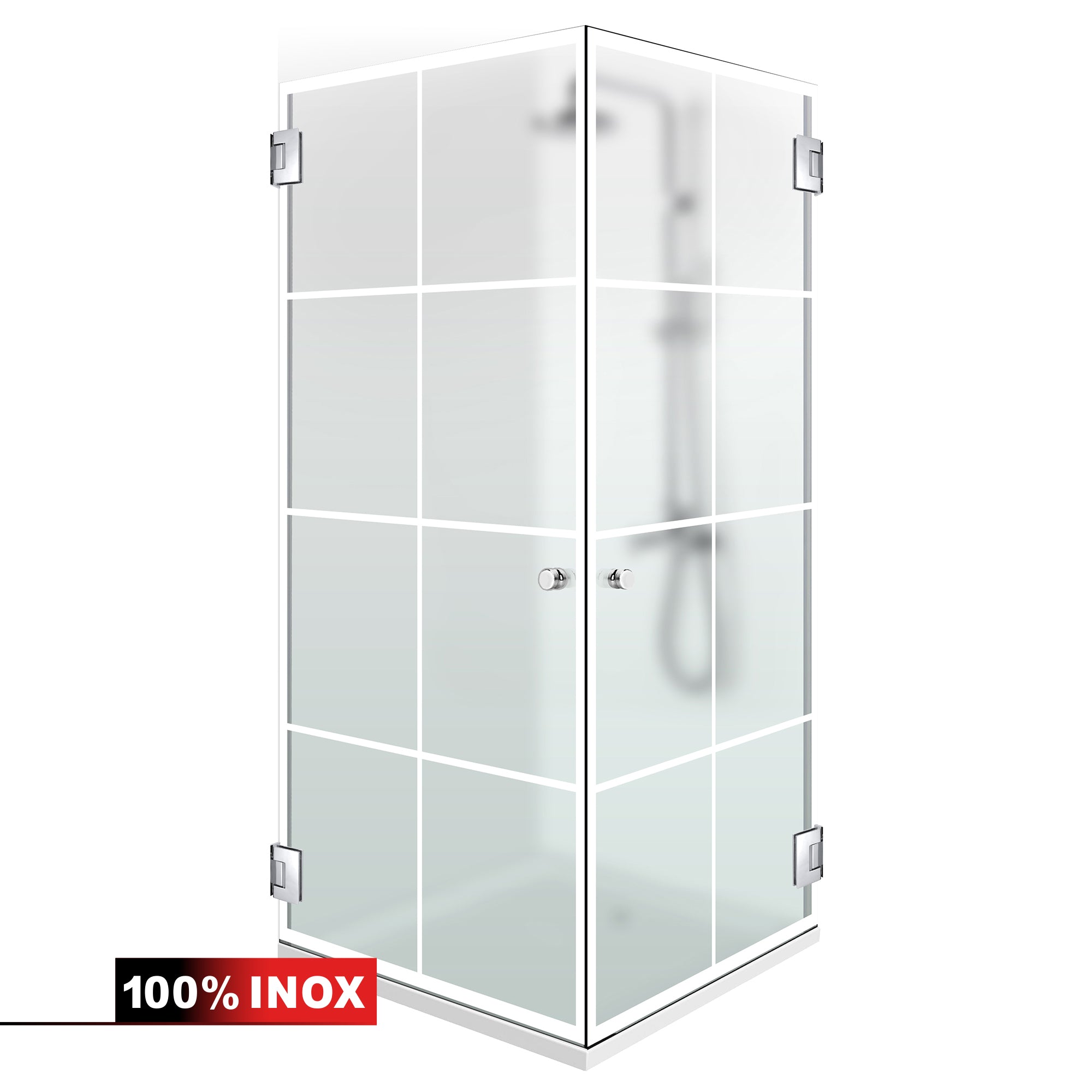 Shower enclosure with hinged door #Satiné