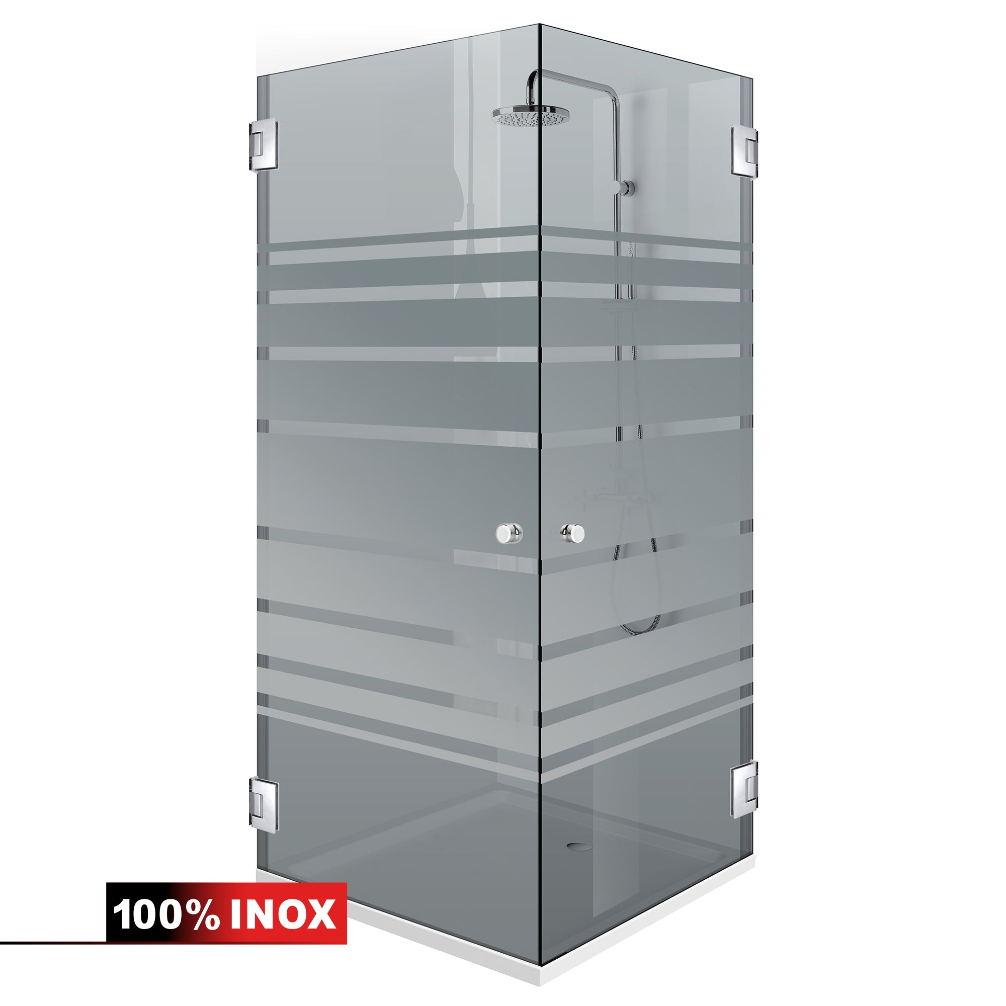 Shower enclosure with hinged door #Bronze
