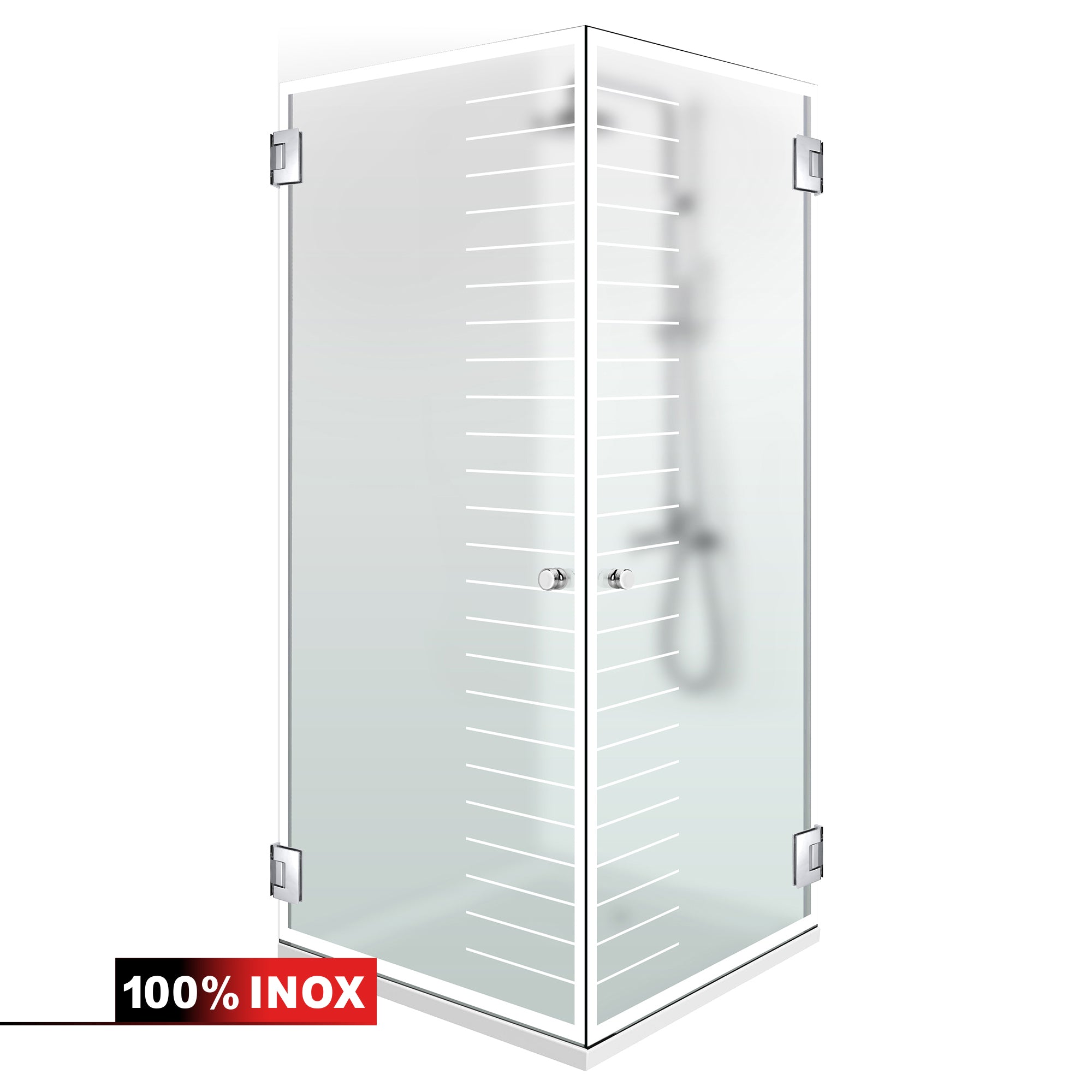 Shower enclosure with hinged door #Satiné