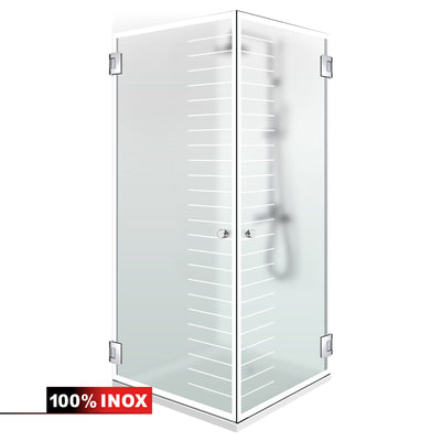 Shower enclosure with hinged door #Satiné