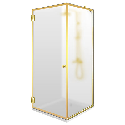 Shower enclosure with hinged door #Satiné