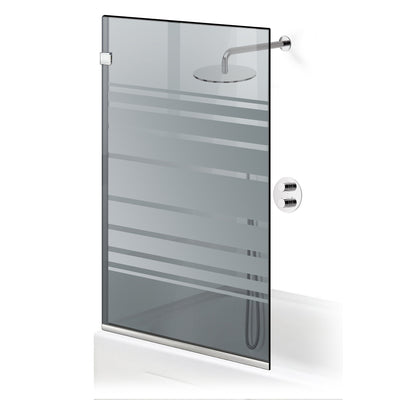 Ravana bathtub screen ® Elegance Stainless Steel, Multiline model clear, full stainless steel hardware, gray glass, tempered