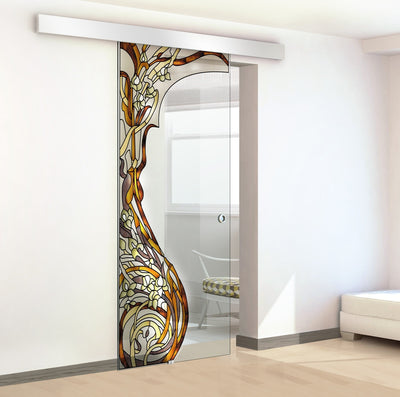 Stained glass door, Sliding glass door #Clear