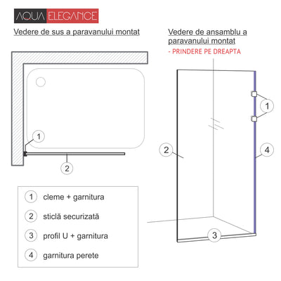 Shower Screens Walk-in, Stainless steel shower wall, copper #Grey